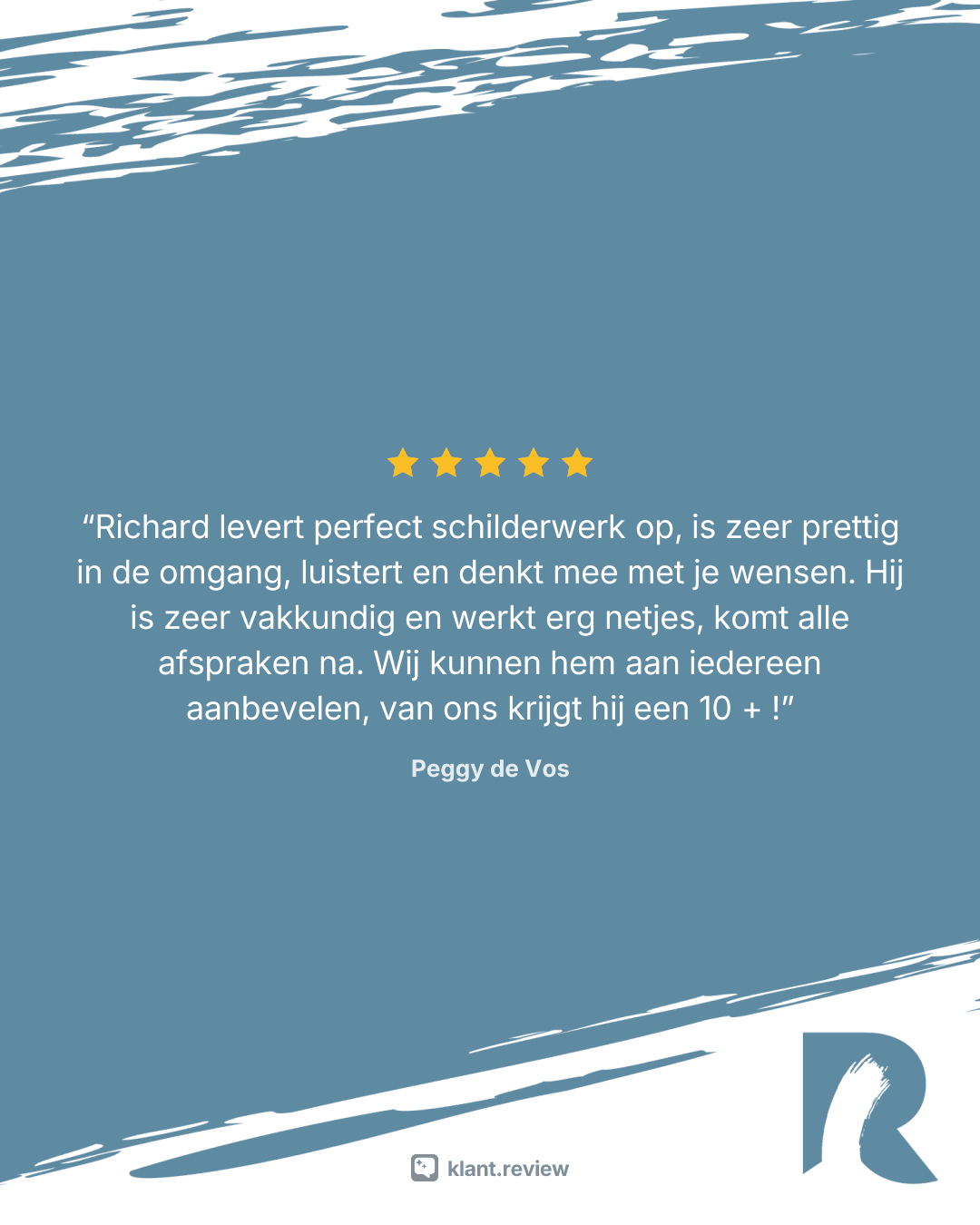 Instagram-post van een review van Laarhoven Schilderwerken, gemaakt met de Reviews delen-tool